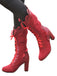 She finds her vintage story in this Leather Petal Edge Lace-Up Mid-Calf Boots