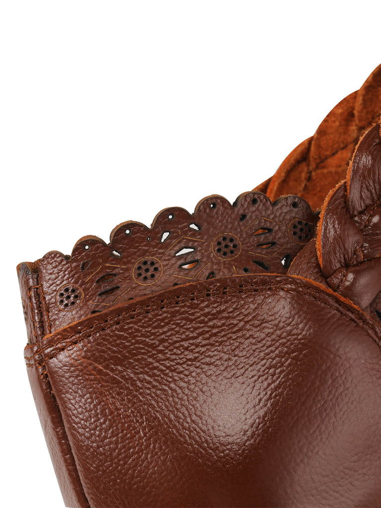 Leather Vintage Hollow-out High Heeled Sandals, vintage shoes, retro heels - perfect for women who love vintage and retro fashion