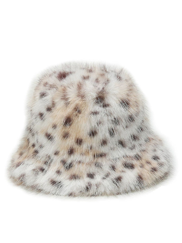 Leopard Faux Fur Bucket Hat - vintage fashion, retro style