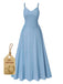 She slips into this Light Blue 1930s Solid Straps Cotton Dress and suddenly it's a 1930s daydream