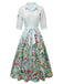 Light Blue 1940s Floral Shirt Neck Belt Dress: where 1940s romance meets her modern spirit