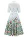 This Light Blue 1940s Floral Shirt Neck Belt Dress wraps her in 1940s elegance, one twirl at a time