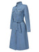 Light Blue 1940s Lapel Denim Belted Dress: where 1940s romance meets her modern spirit