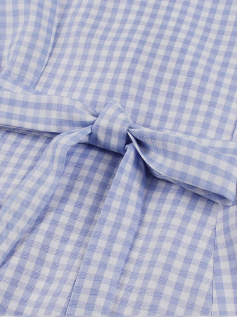Light Blue 1940s Plaid Lapel Sleeveless Dress, vintage dress, retro fashion - perfect for women who love vintage and retro fashion