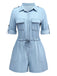 Light Blue 1950s Denim Button Lapel Romper - vintage jumpsuit, retro fashion