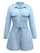 Light Blue 1950s Denim Button Lapel Romper - vintage jumpsuit, retro fashion