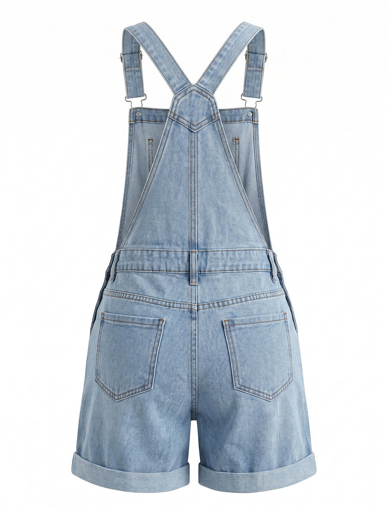 Light Blue 1950s Denim Vintage Classic Romper 2