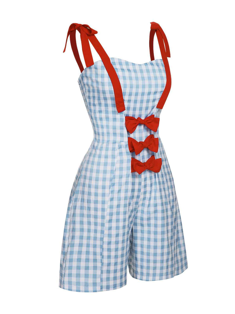 Light Blue 1950s Plaid Camisole Romper: timeless style reimagined