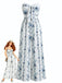 Light Blue 1950s Print One Piece Jumpsuit