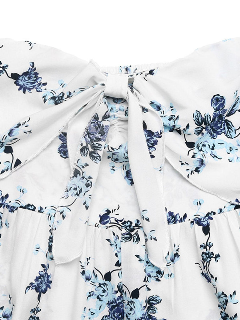 Light Blue 1950s Print One Piece Jumpsuit 5