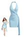 Light Blue 1960s Bodycon Dress 2