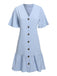 She slips into this Light Blue 1970s V-Neck Ruffle Hem Dress and suddenly it's a 1970s daydream