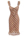 Light Brown 1960s Ruffle Plaid Lemon Pencil Dress: beautiful vintage dress, retro fashion, elegant style with timeless appeal