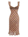 Light Brown 1960s Ruffle Plaid Lemon Pencil Dress - vintage dress, retro fashion, elegant style for vintage lovers