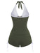 [Pre-Sale] Light Coffee 1950s Sleeveless Drawstring Shorts Bikini Set, vintage swimsuit, pin-up swimwear - perfect for women who love vintage and retro fashion