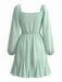 Light Green 1950s Chiffon Lantern Sleeve Ruffled Dress, vintage dress, retro fashion, rockabilly, pin-up fashion - perfect for women who love vintage and retro fashion