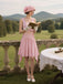 Light Pink 1920s Satin Square Neck Back Bow Dress - vintage dress, retro fashion, Gatsby party