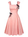 Light Pink 1940s Solid Bow Dress: where 1940s romance meets her modern spirit