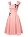 This Light Pink 1940s Solid Bow Dress wraps her in 1940s elegance, one twirl at a time