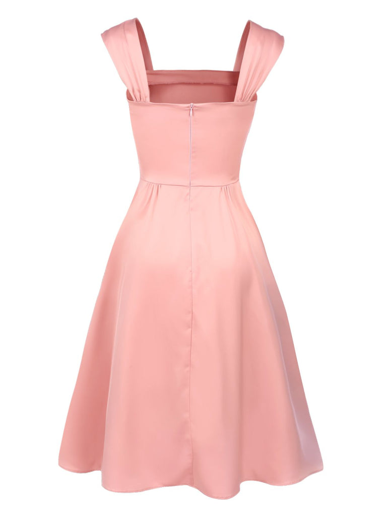 Light Pink 1940s Solid Bow Dress — the kind of 1940s dress that makes strangers smile