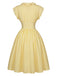 [Pre-Sale] Light Yellow 1950s Stripe Ruffle Collar Tie Waist Dress