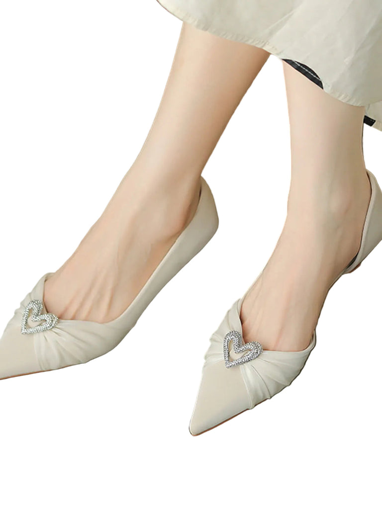 She finds her vintage story in this Love Rhinestone Pointed Toe Stiletto Heel Shoes