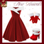 [Pre-Sale] Red 1950s Christmas Off-Shoulder Velvet Dress