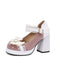 She finds her vintage story in this Mary Jane Color Block Chunky Heel Shoes