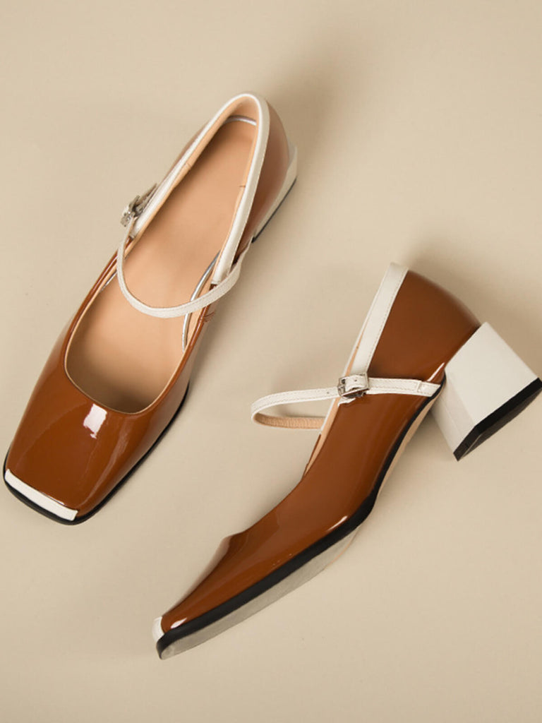 This Mary Jane Patent Leather Chunky Heel Shoes whispers vintage secrets to those who notice