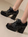 Mary Jane Plaid Square Toe Block Heel Shoes - vintage shoes, retro heels