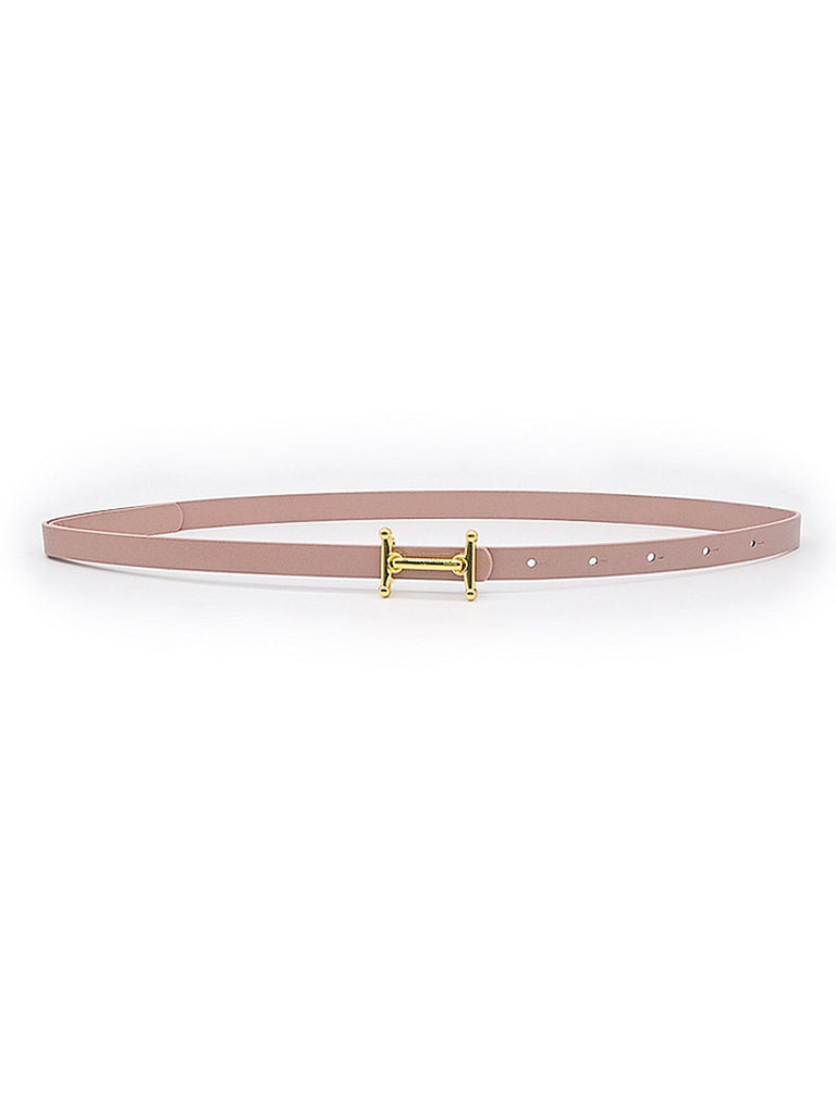 Metal Buckle H Letter PU Leather Thin Belt - vintage fashion, retro style