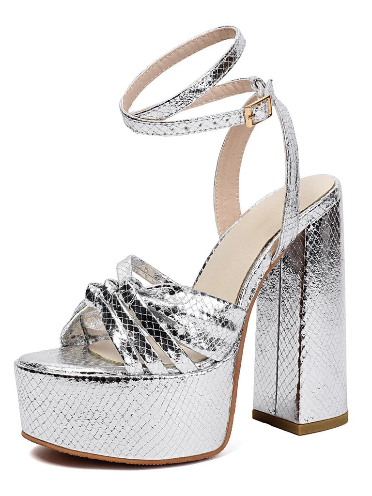 Metallic Disco Platform High Heel Shoes - vintage shoes, retro heels