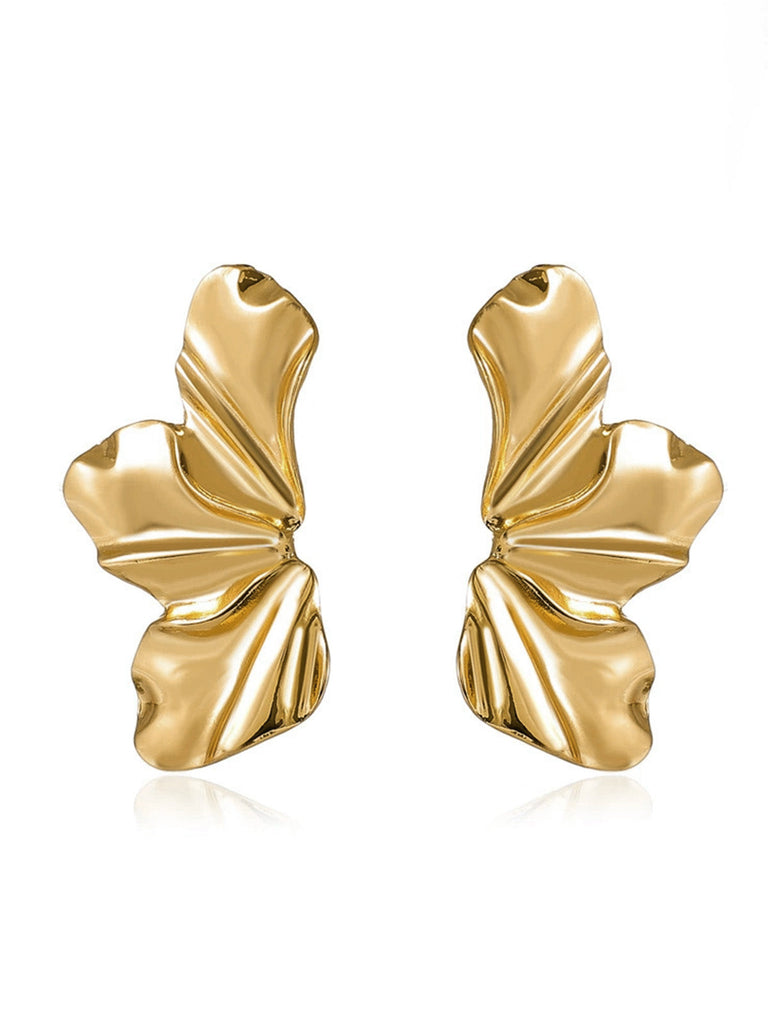 Metallic Liquid Petal Statement Earrings, vintage fashion, retro style - perfect for women who love vintage and retro fashion