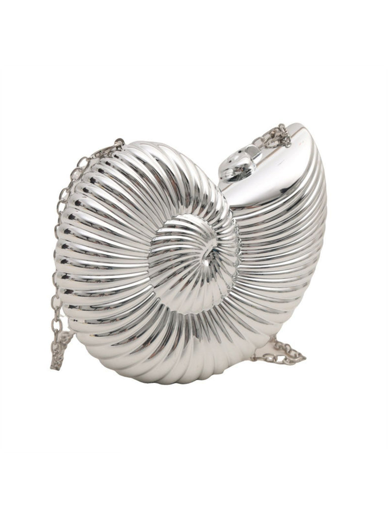Metallic Seashell Clutch Chain Bag - vintage fashion, retro style