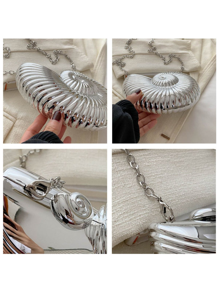 Metallic Seashell Clutch Chain Bag - vintage fashion, retro style