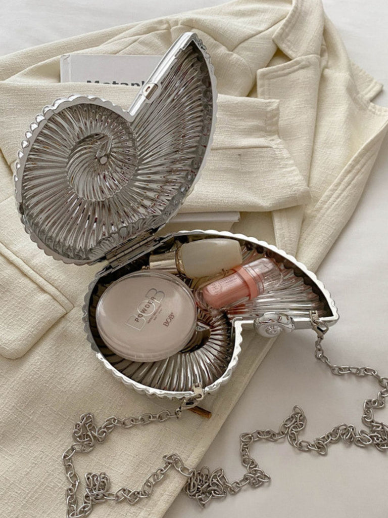 Metallic Seashell Clutch Chain Bag - vintage fashion, retro style