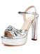 Metallic Snake Print Chunky High Heel Sandals - vintage shoes, retro heels
