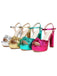 Metallic Snake Print Chunky High Heel Sandals - vintage shoes, retro heels