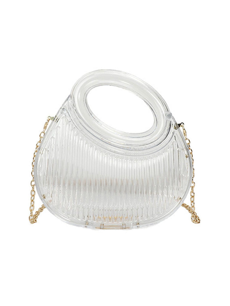 Metallic Top-Handle Chain Crossbody Bag - vintage top, retro blouse for vintage lovers