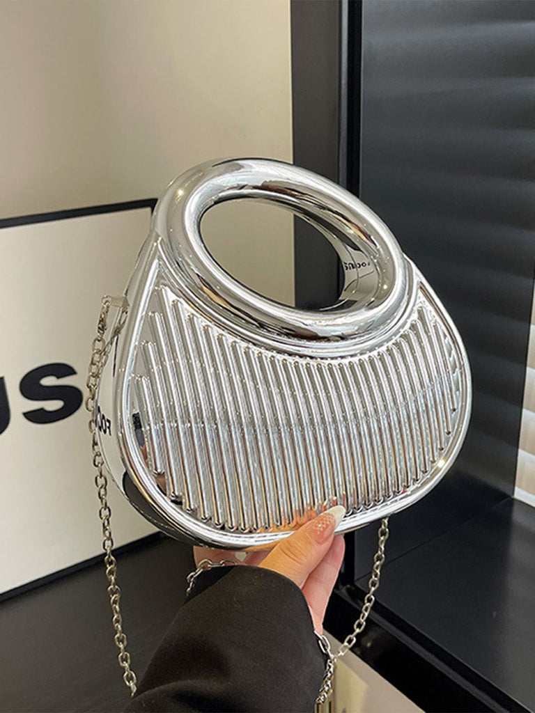 Metallic Top-Handle Chain Crossbody Bag - vintage top, retro blouse for vintage lovers