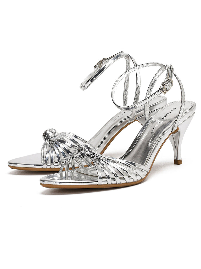 Mirrored Peep-Toe Strappy Sandals - vintage shoes, retro heels for vintage lovers