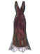 Multicolor 1920s V-Neck Sequined Fishtail Dress, vintage dress, retro fashion, Gatsby party, flapper style - perfect for women who love vintage and retro fashion