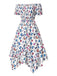 1930s Butterfly Print OffShoulder Irregular | 1930s | vintage dress, retro fashion