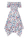 1930s Butterfly Print OffShoulder Irregular | 1930s | vintage dress, retro fashion