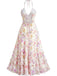 Multicolor 1930s Floral Halter Maxi Dress, vintage dress, retro fashion, floral print - perfect for women who love vintage and retro fashion