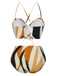 Multicolor 1940s Artistic Brush Straps Lace-Up Swimsuit, vintage swimsuit, pin-up swimwear - perfect for women who love vintage and retro fashion