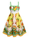 Multicolor 1940s Lemonis Print Midi Dress, vintage dress, retro fashion - perfect for women who love vintage and retro fashion