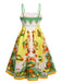 Multicolor 1940s Lemonis Print Midi Dress, vintage dress, retro fashion - perfect for women who love vintage and retro fashion