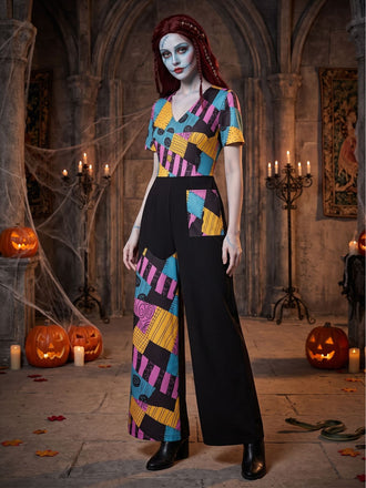 Multicolor 1940s Nightmare Before Christmas Sally Jumpsuit, vintage romper, retro jumpsuit - perfect for women who love vintage and retro fashion