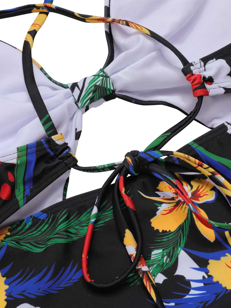 1940s Print One-Piece Swimsuit — 1940s poolside glamour meets sun-drenched confidence
